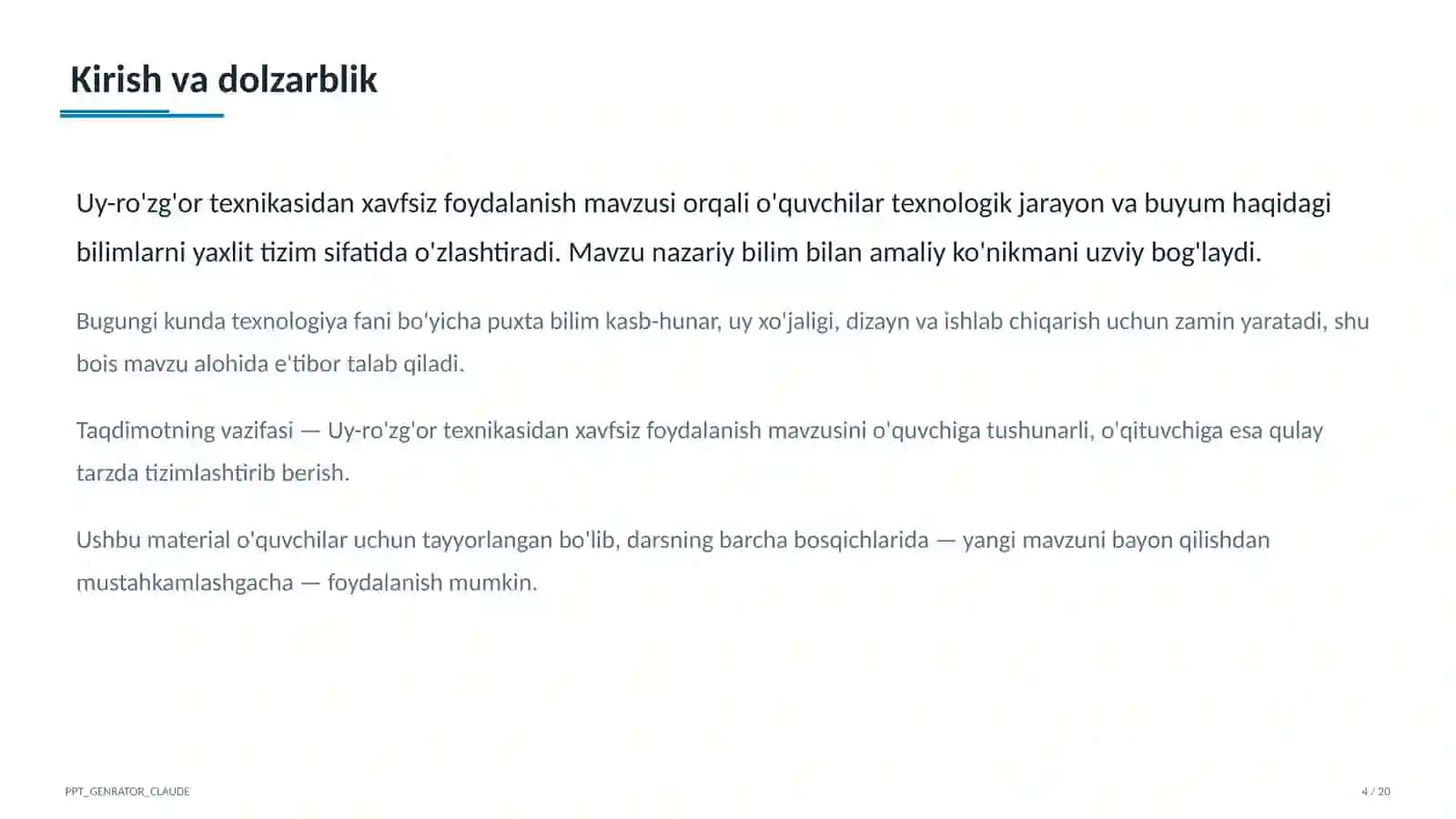 Uy-ro'zg'or texnikasidan xavfsiz foydalanish (7-sinf) 4