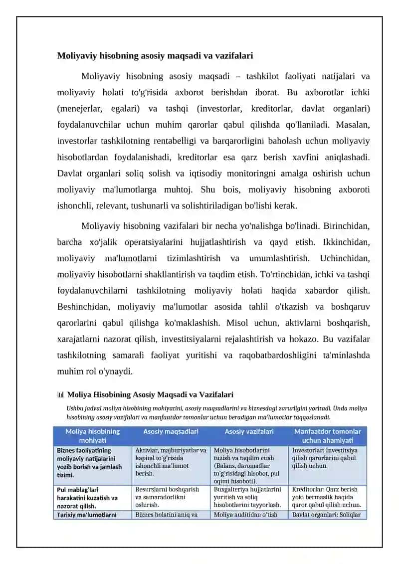 Biznesda moliyaviy hisobning mazmuni va zarurligi 4