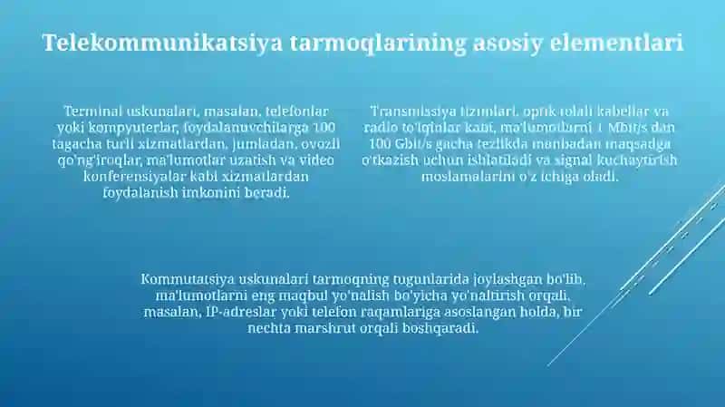 Telekomunikatsiya garmoqlarining asosiy tavsifi 4