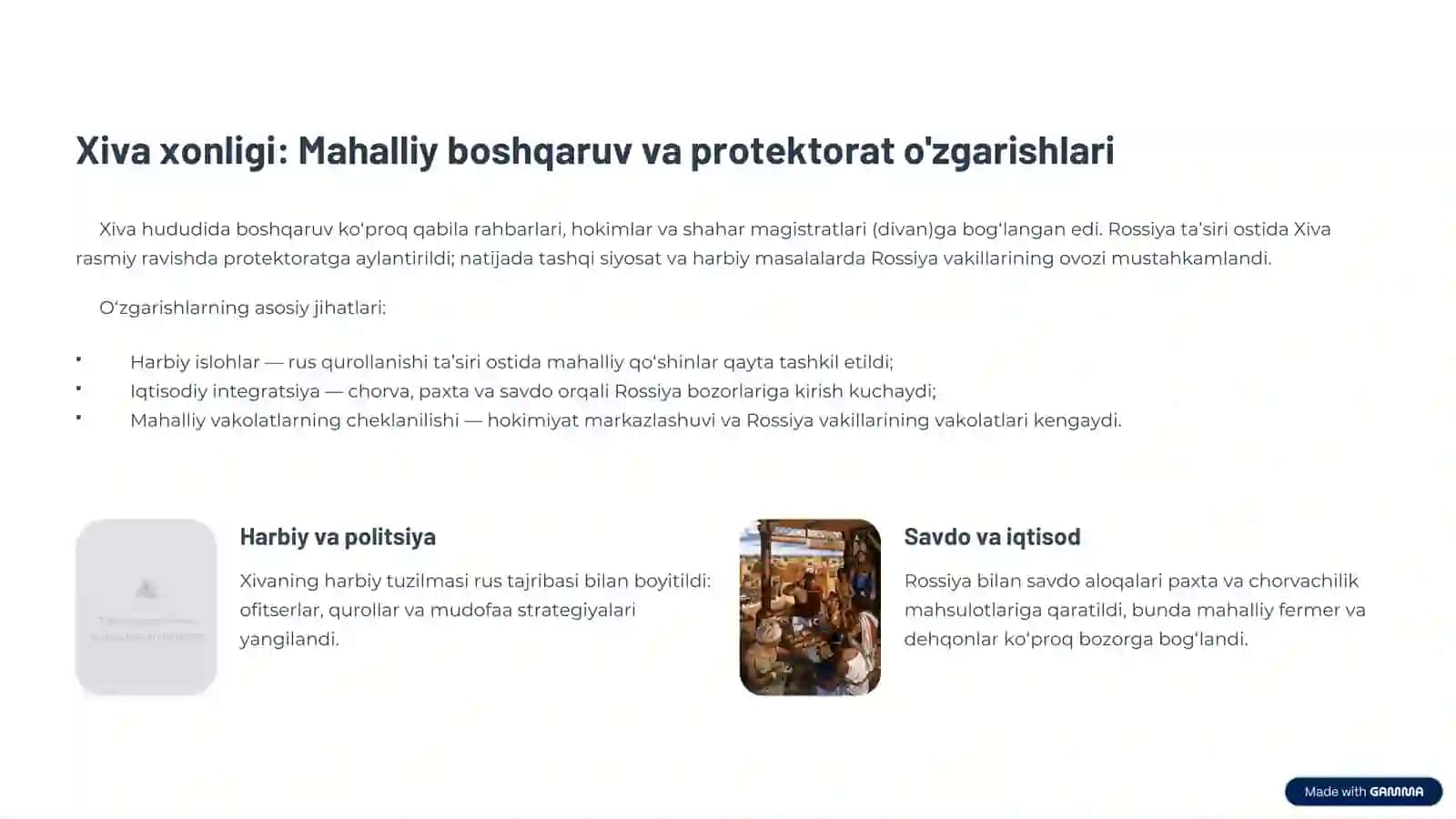 Rossiya bosqichi arafasida Xonliklardagi Ichki Hokimiyat 4