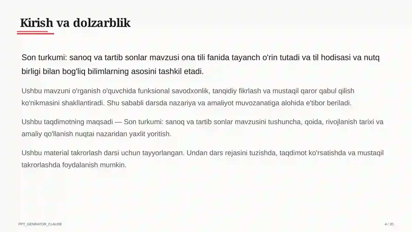 Ona tili (5–11) — takrorlash darsi uchun 4