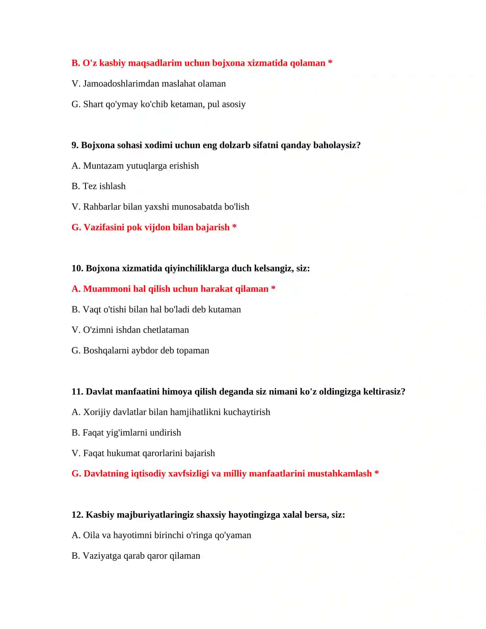 Bojxona qonunchiligi 500 ta test 4