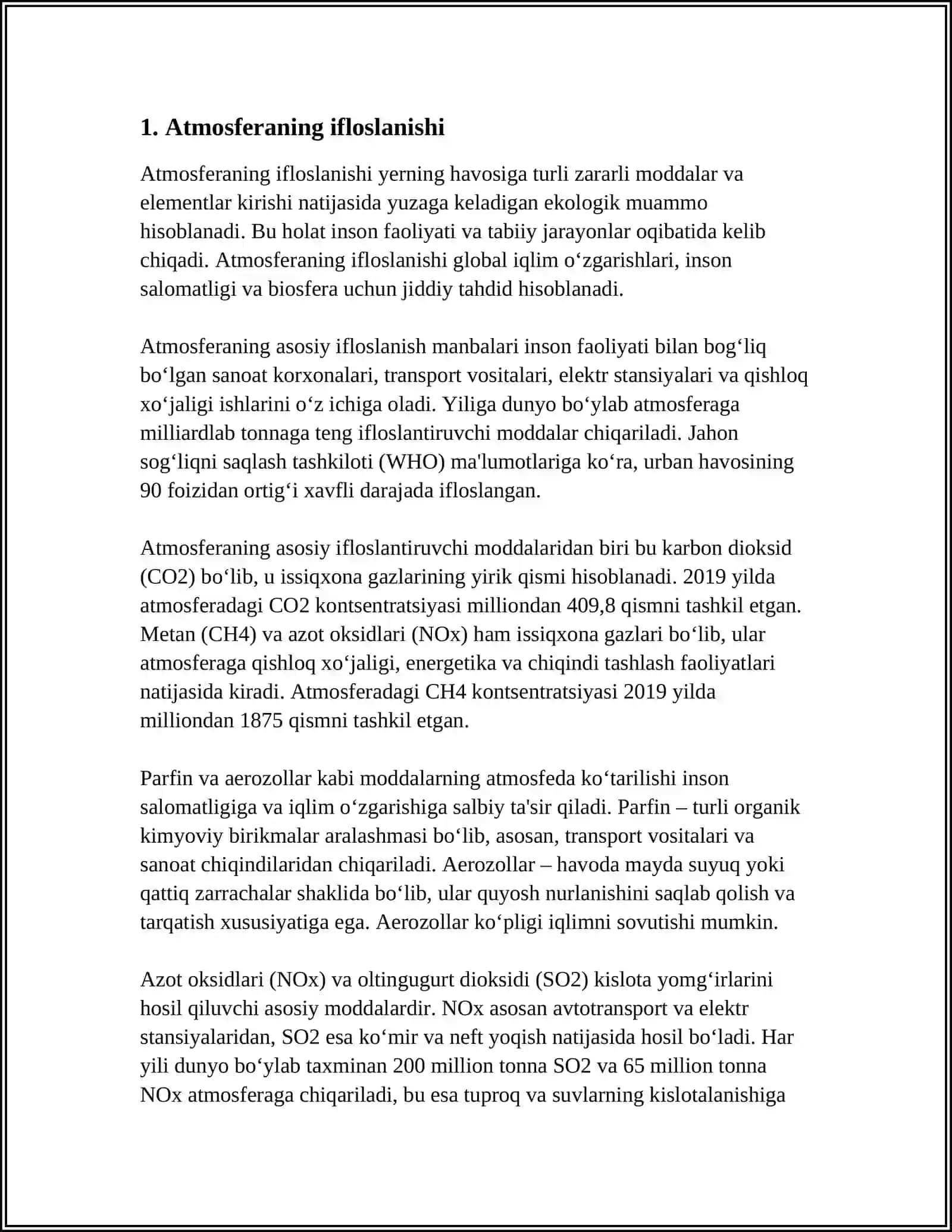 ATROF MUHITNING IFLOSLANISHI GLOBAL EKOLOGIK MUAMMO 4