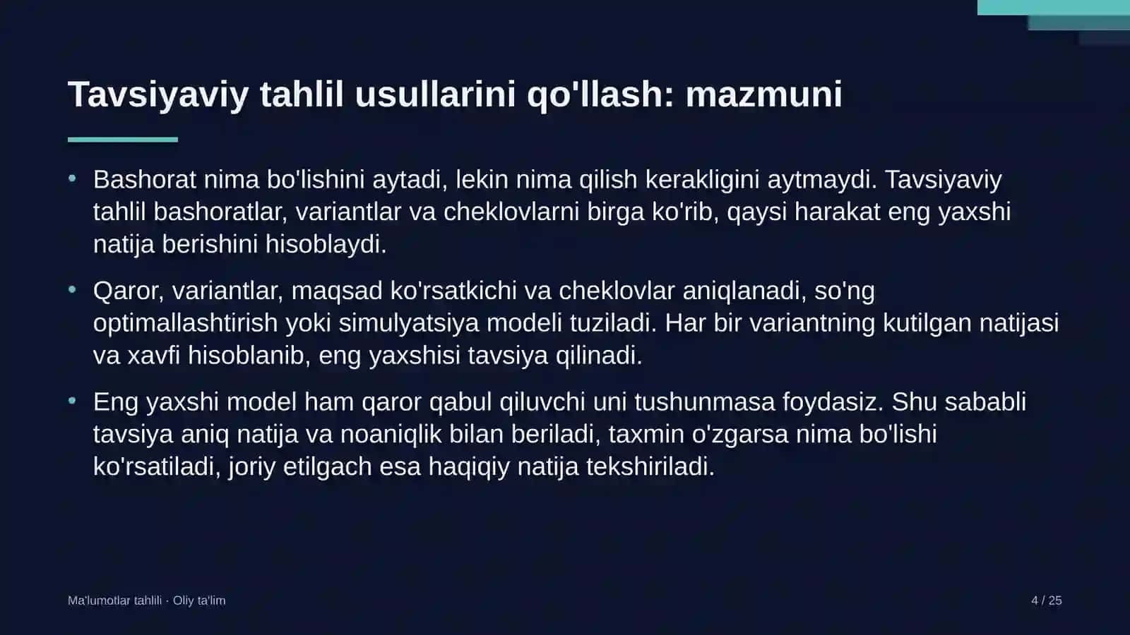 eksport faoliyatida tavsiyaviy tahlil usullarini qo'llash 3480 4