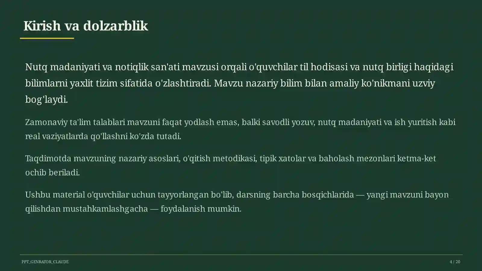 Nutq madaniyati va notiqlik san'ati (10-sinf) 4