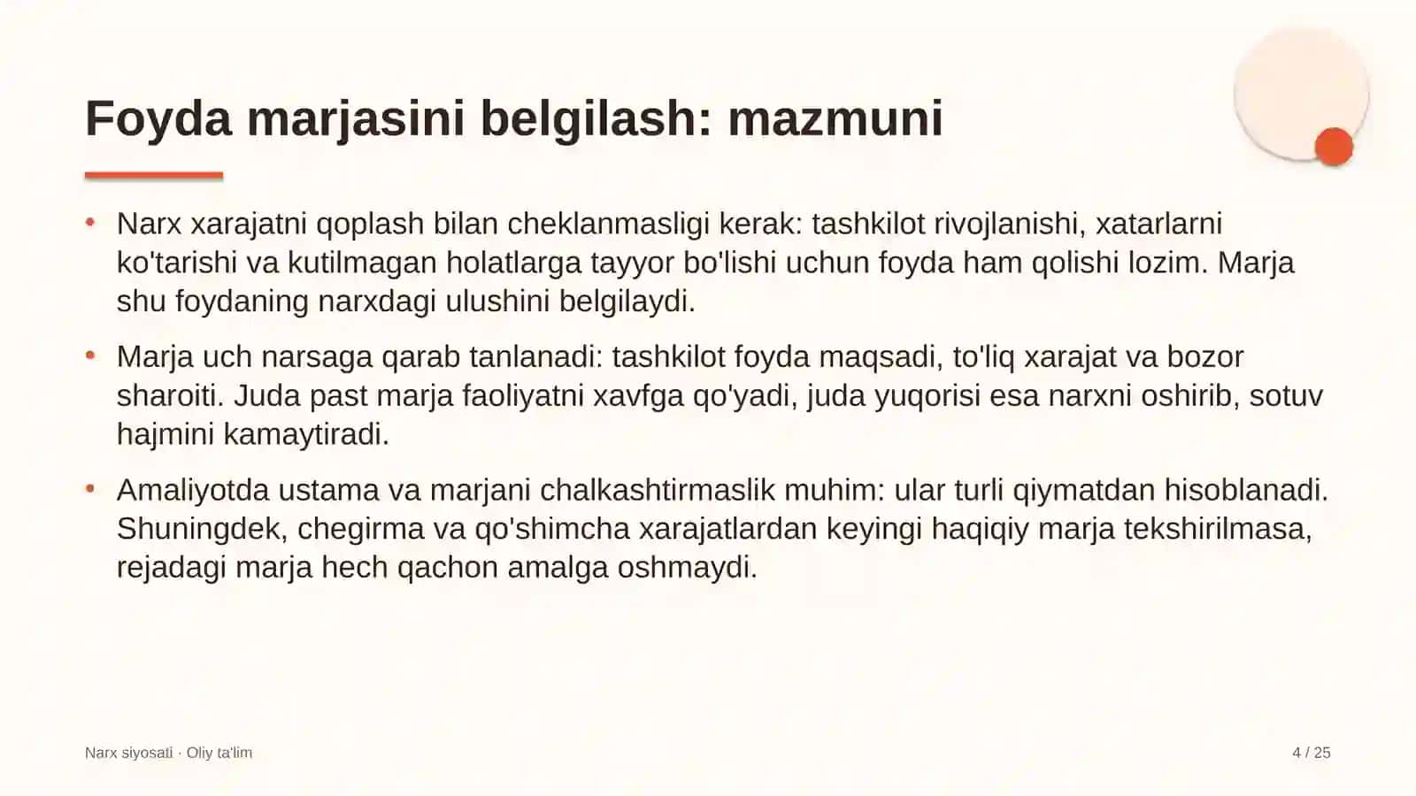 Butik-mehmonxonalarda foyda marjasini belgilash 4