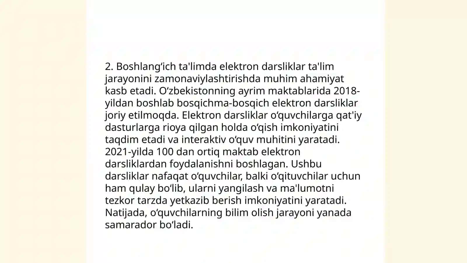 Elektron talim resurslarini boshlangichda tutgan orni 4