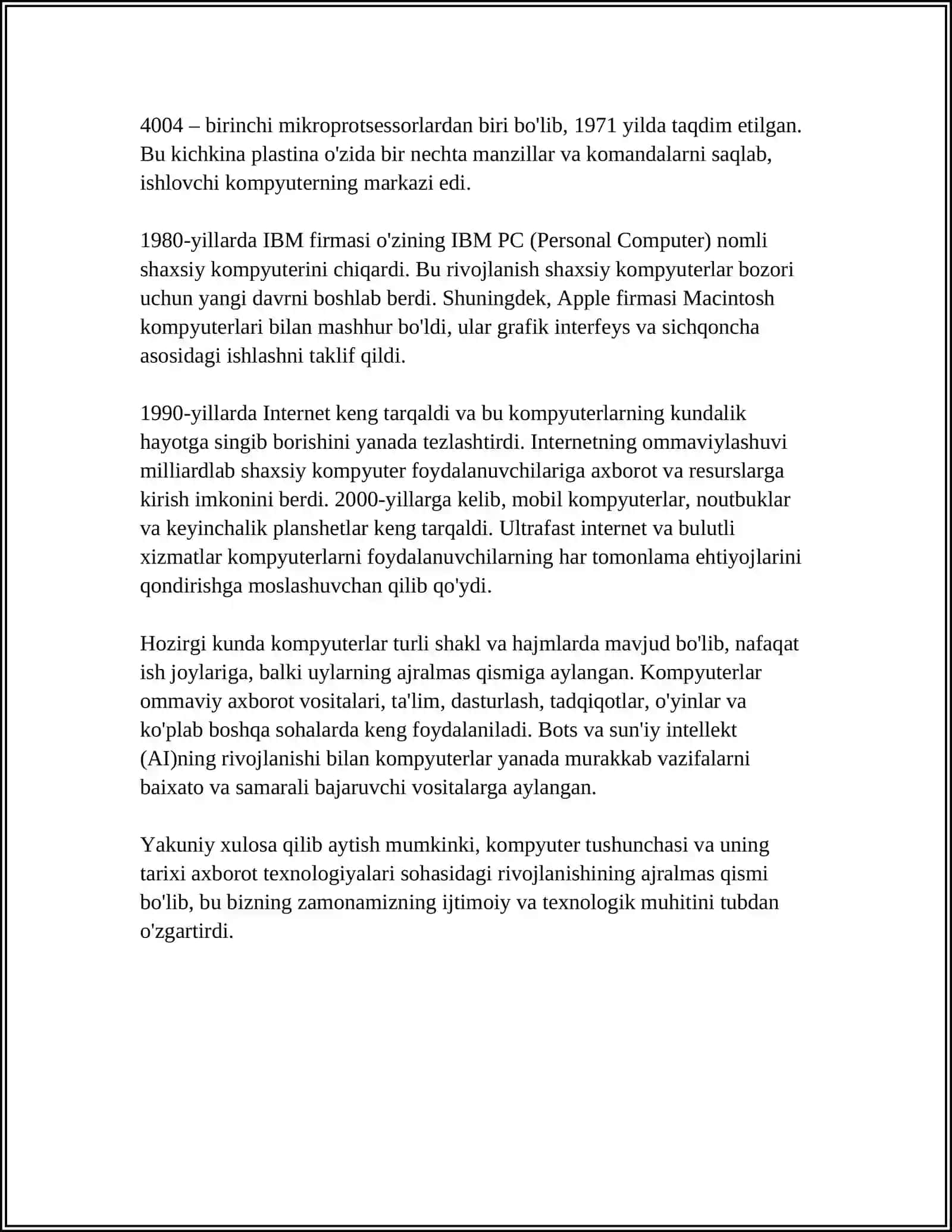 KOMPYUTER BILAN TANISHUV BOʻLIMINI OʻQITISH METODIKASI 4