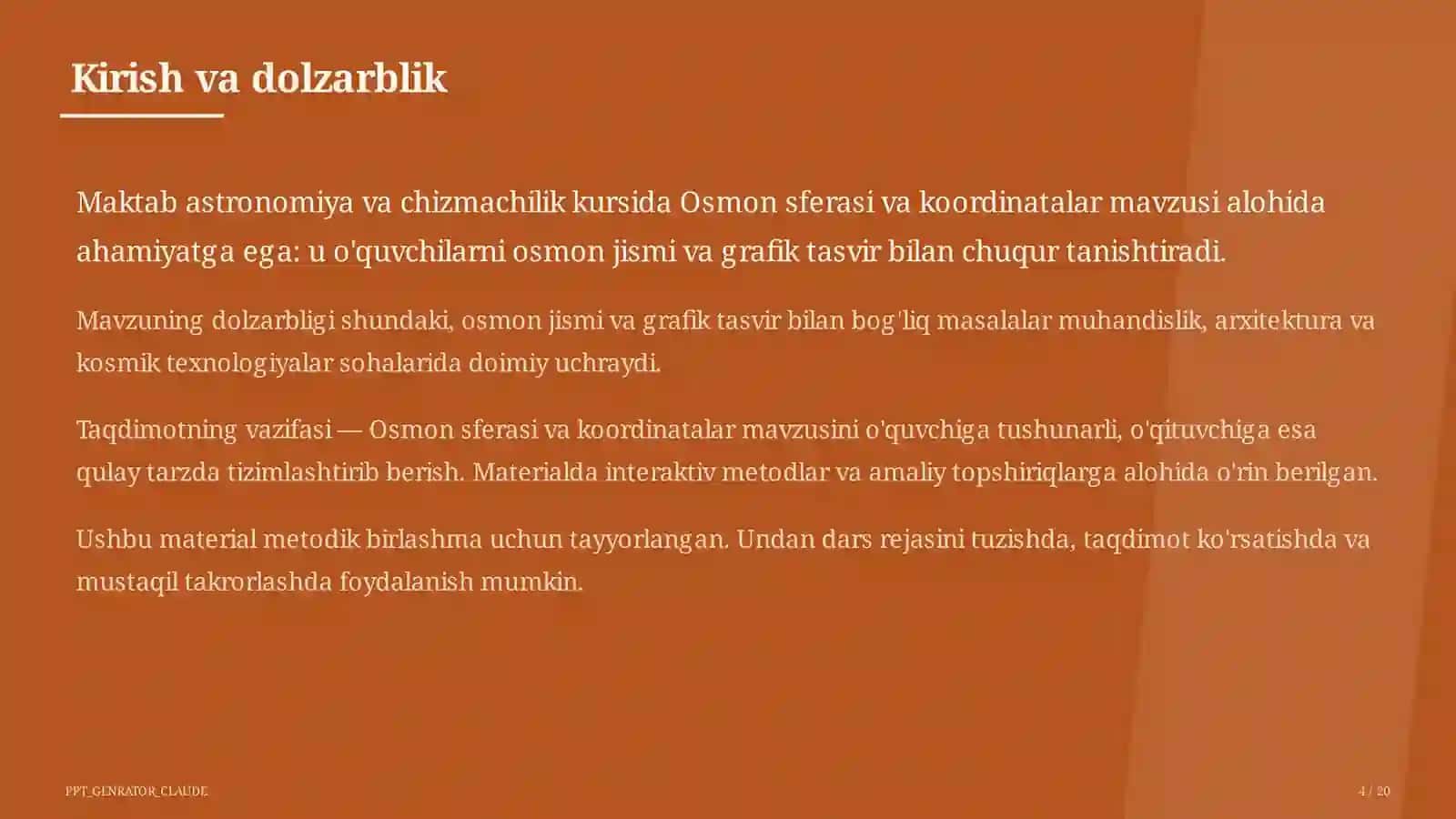 Osmon sferasi va koordinatalar (10-sinf) 4