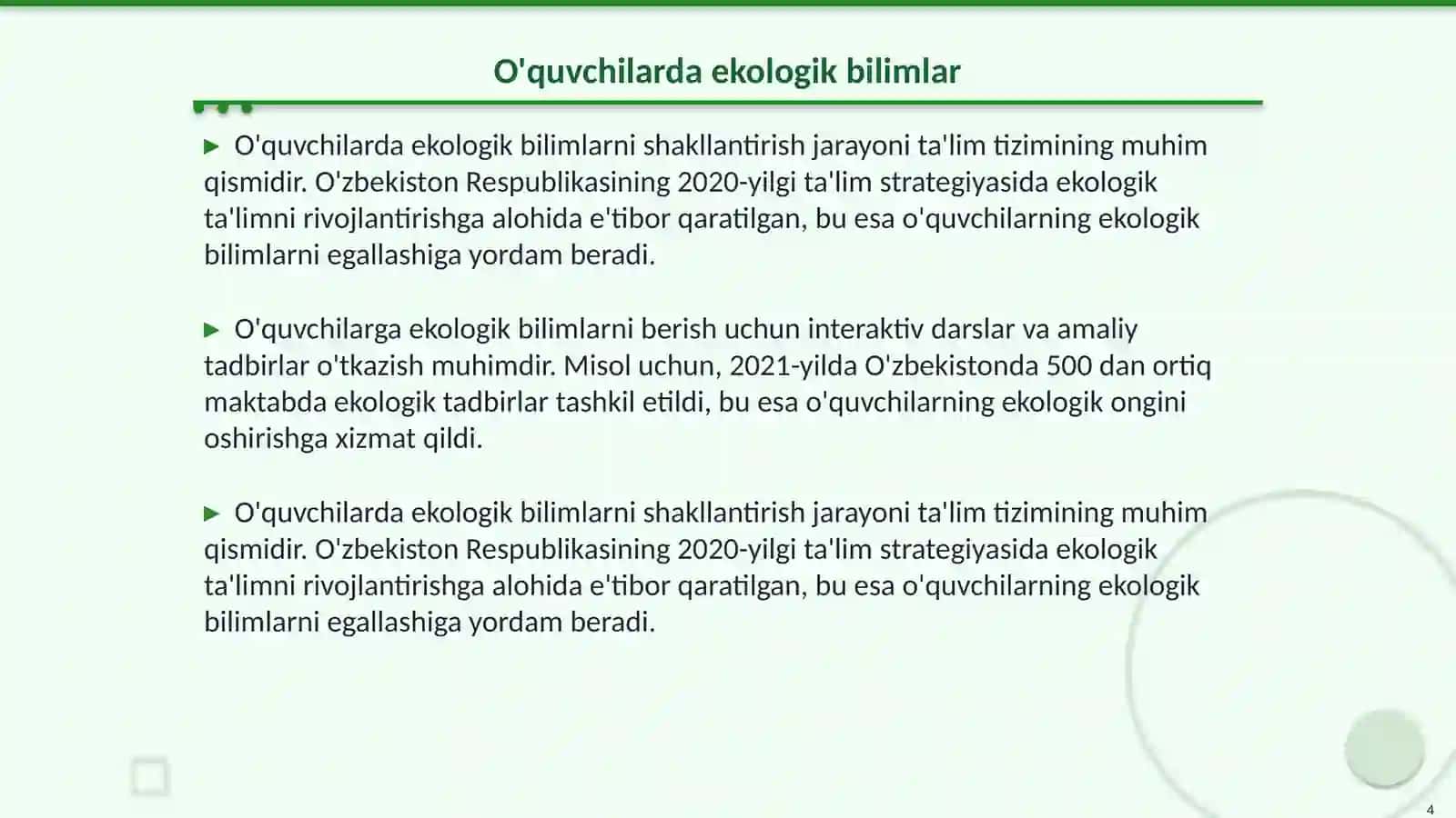 O'quvchilarda ekologik madaniyatni shakllantirish 4