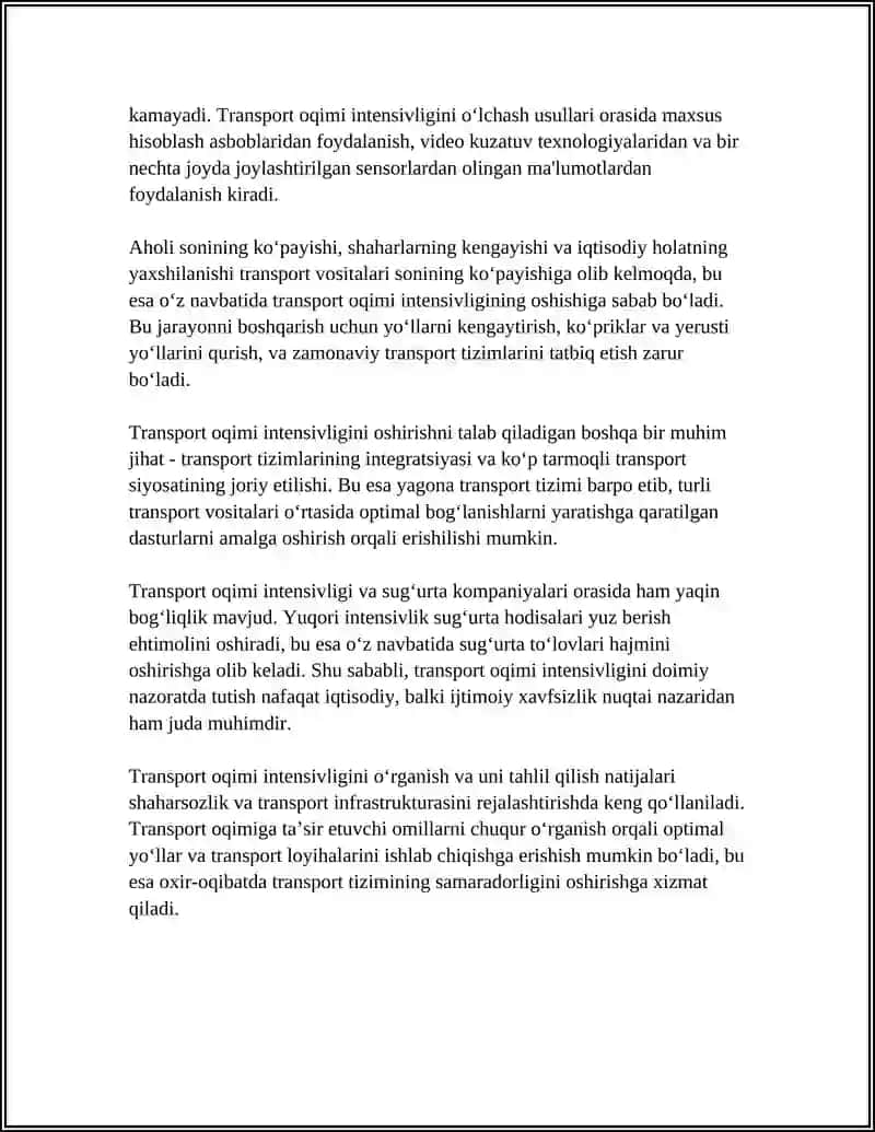 TRANSPORT OQIMINING ASOSIY KO‘RSATKICHLARI 4