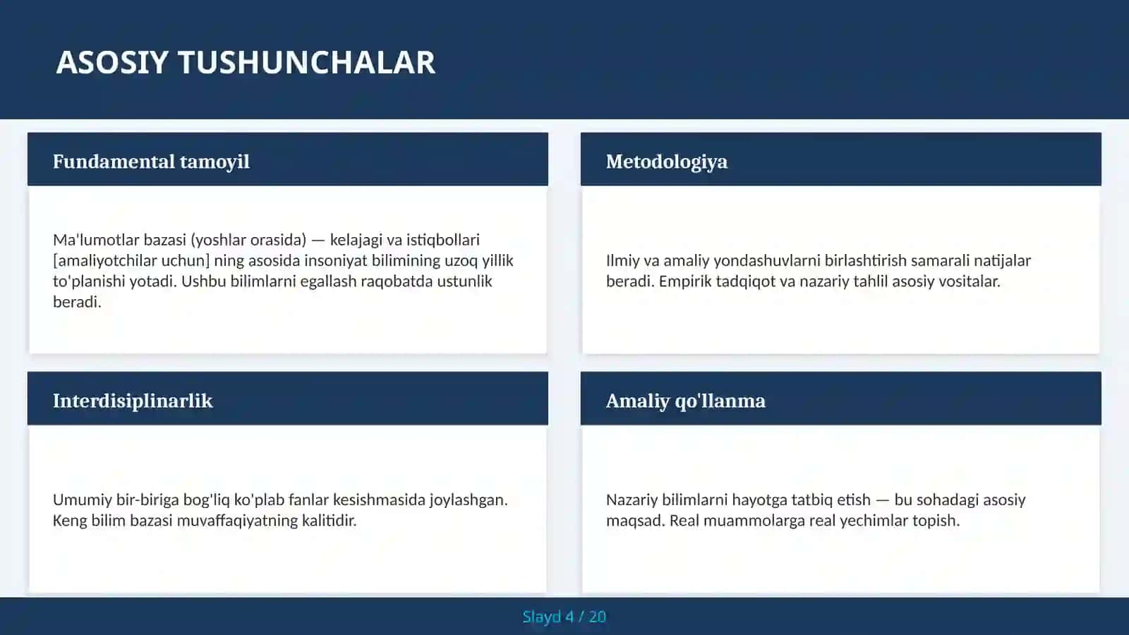 MA'LUMOTLAR BAZASI (YOSHLAR ORASIDA) — KELAJAGI VA ISTIQBOLLARI [AMALIYOTCHILAR UCHUN] 4