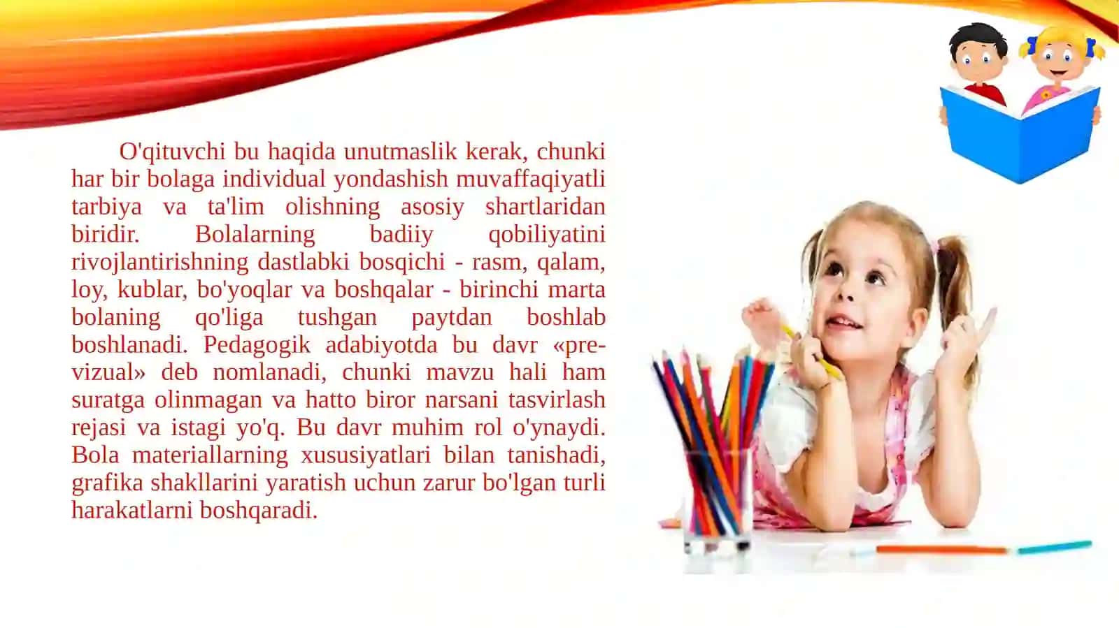 Samarqand Davlat Pedagogika Instituti Maktabgacha Ta’lim Fakulteti 308 -Guruh Talabasi Abdullayeva Irodaning Tasviriy faoliyatga o'rgatish metodikasini tayyorlagan 4