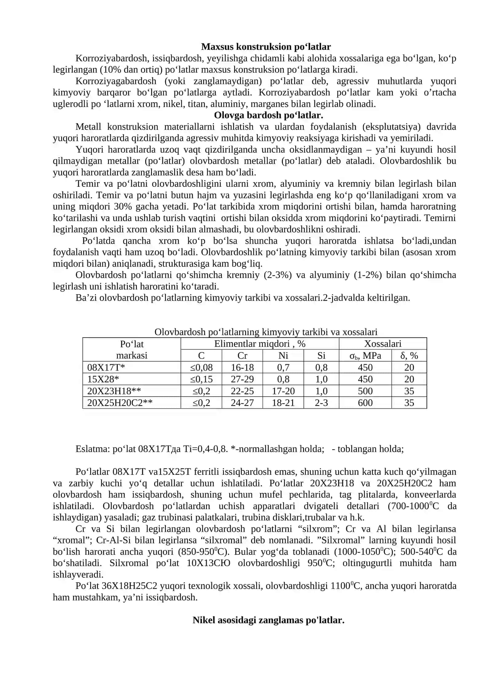 Legirlangan konstruksion va asbobsozlik po‘latlari 4