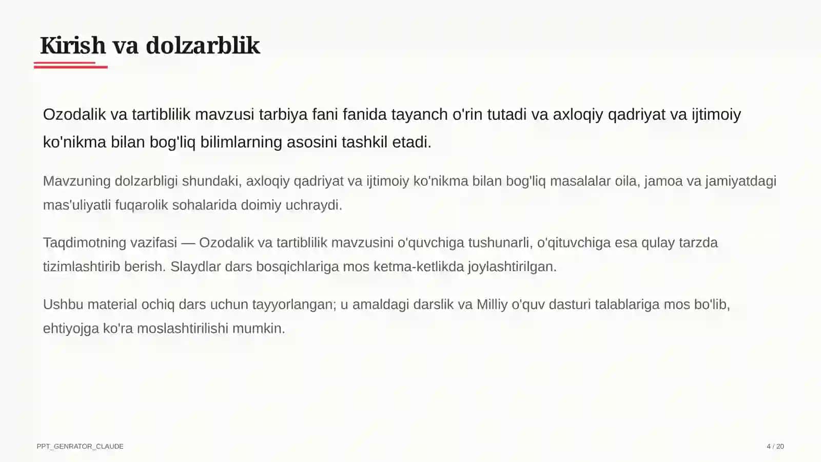 Ozodalik va tartiblilik (1-sinf) 4