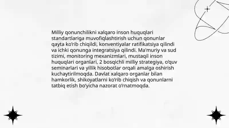 Oʻzbekistonda inson huquq va erkinliklari kafolatining yaratilishi 4
