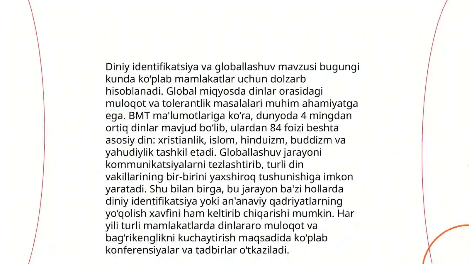Globallashuvning diniy sohada namoyon boʻlish xususiyatlari 4