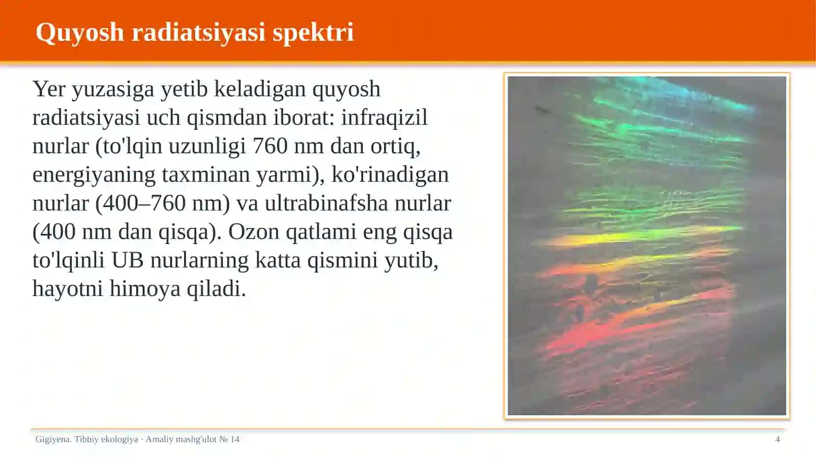 Quyosh radiatsiyasi va xonalar insolyatsiyasining fiziologik va gigiyenik ahamiyati 4
