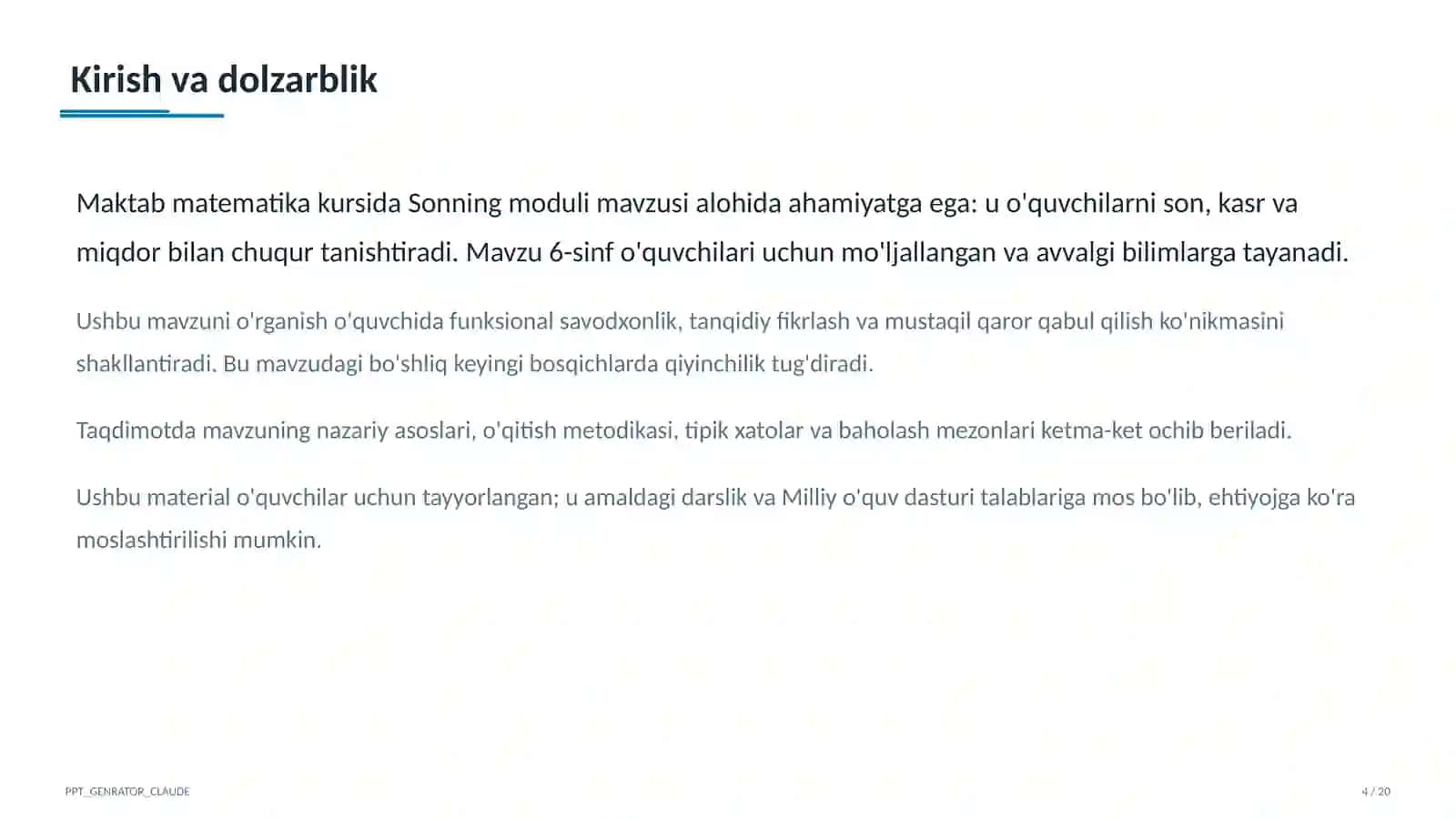 Sonning moduli (6-sinf) 4