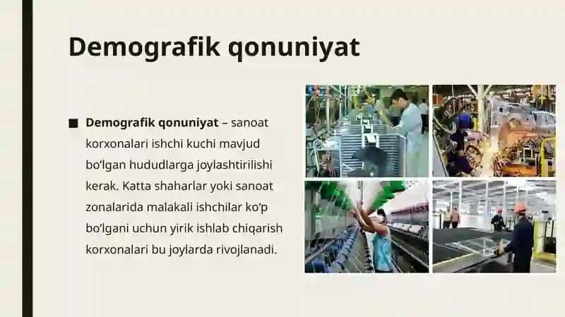 Sanoat korxonalarini joylashtirishda asosiy qonuniyatlari va xususiyatlari 4