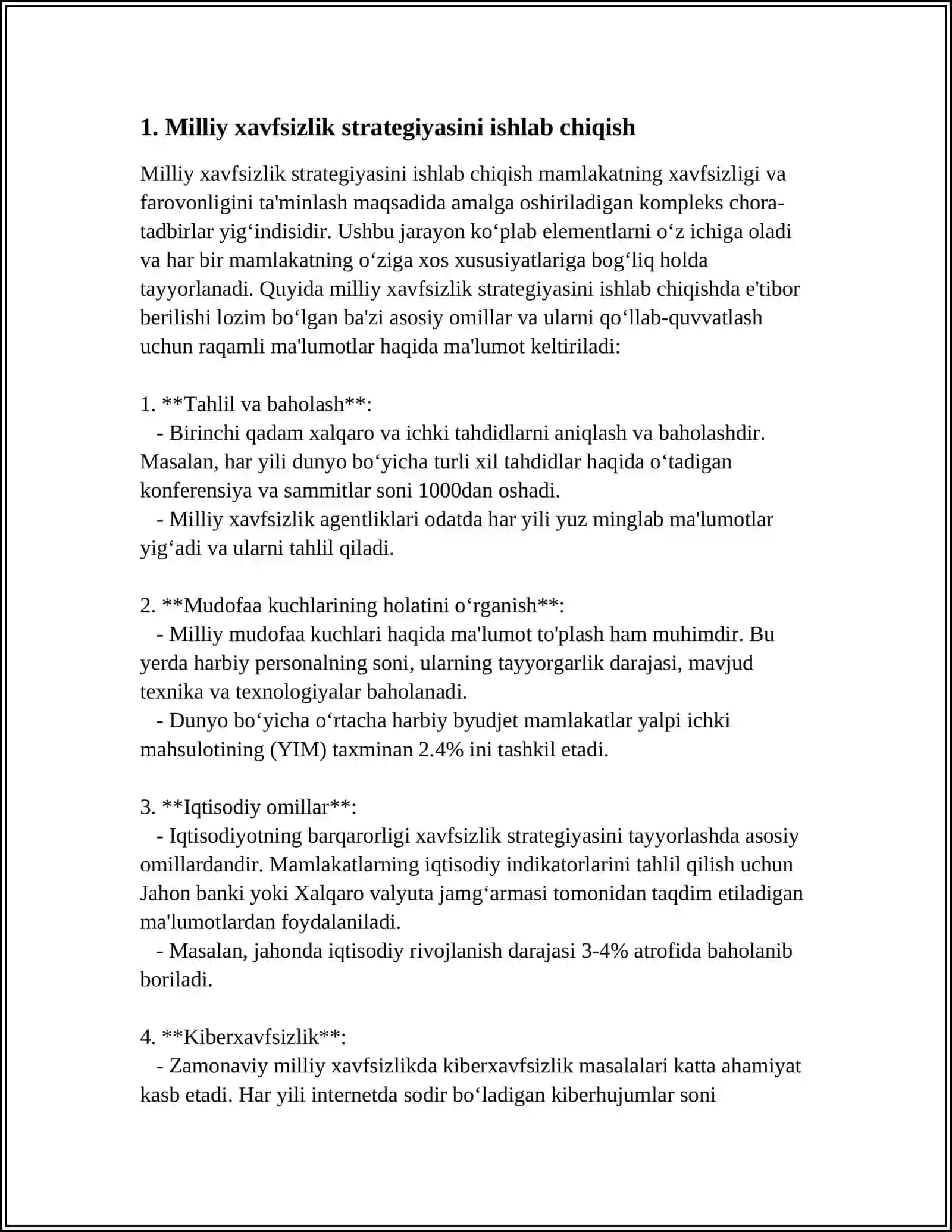 Milliy xavfsizlik strategiyasini ishlab chiqish 4