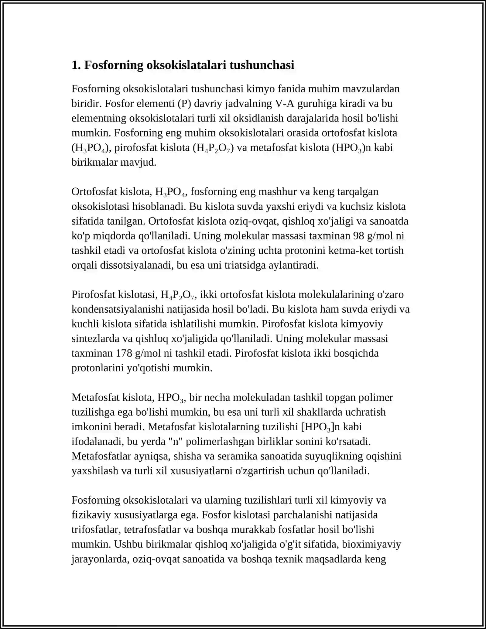 FOSFORNING OKSOKISLATALARI.PAST OKSIDLANISH DARAJASIDAGI GALOGENLI BIRIKMALARI 4