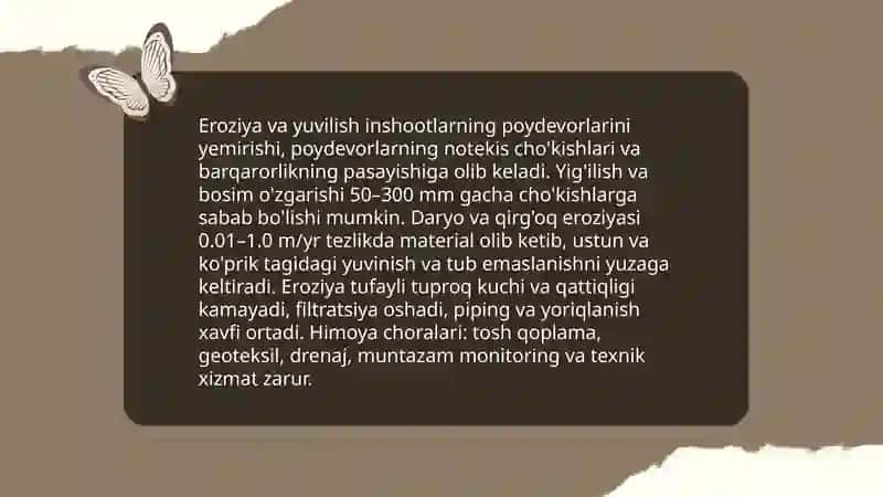 Geotexnika muhandisligi geomorfologiya bilan bog'liqligi 4