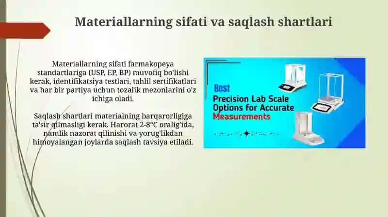 Farmatsevtika ishlab chiqarishida materiallar: umumiy ko'rinish va sifat 4