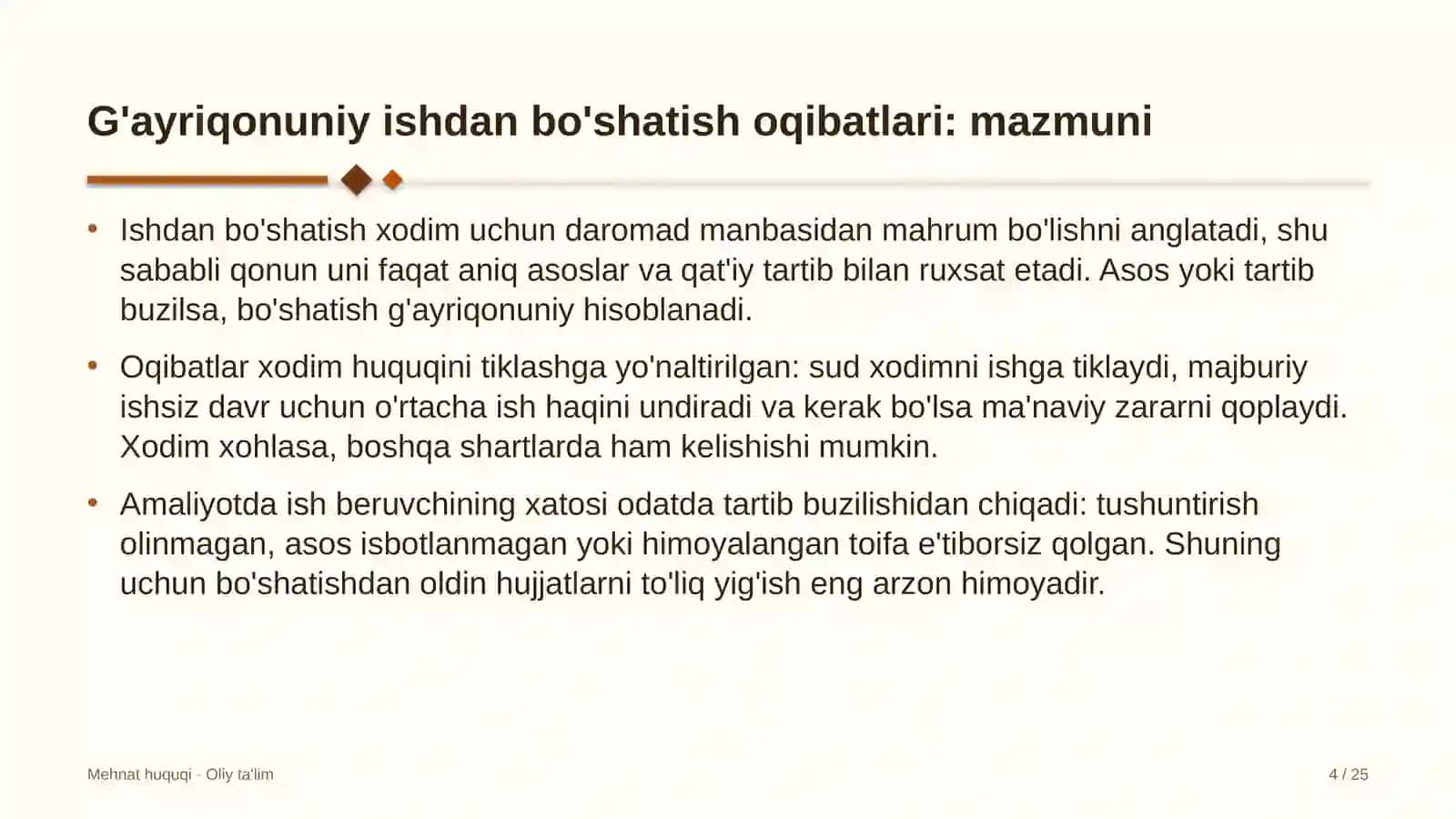 Choyxonalarda g'ayriqonuniy ishdan bo'shatishning huquqiy oqibatlari 4