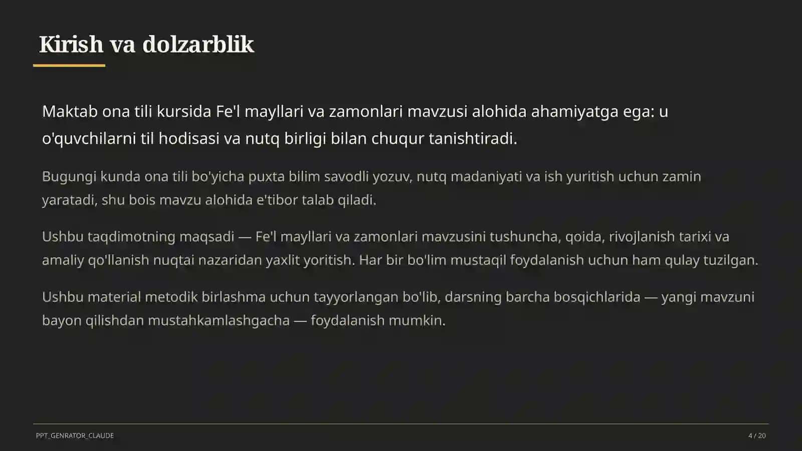 Fe'l mayllari va zamonlari (7-sinf) 4