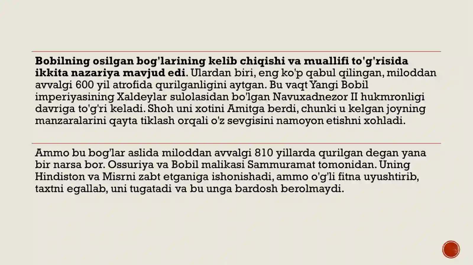 Bobilning osilgan bog'lari 4