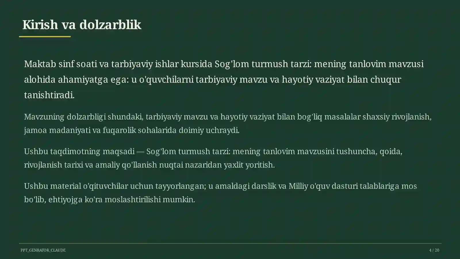 Sog'lom turmush tarzi: mening tanlovim 4