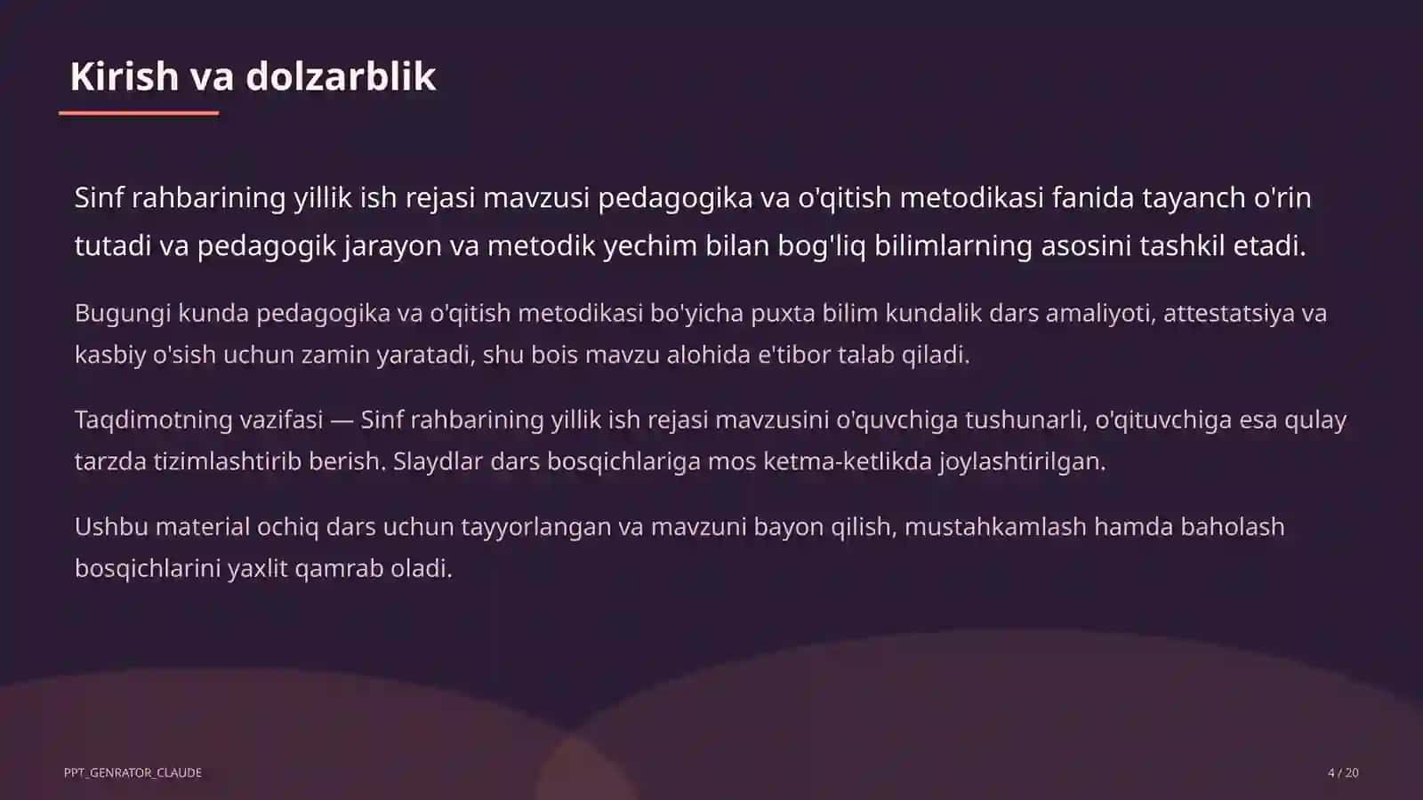Sinf rahbarining yillik ish rejasi 4