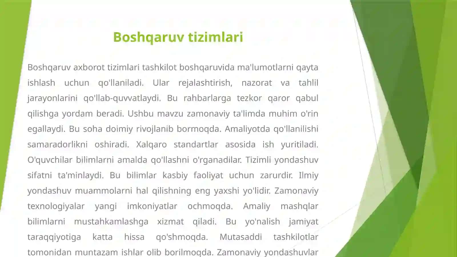 Axborot Tizimlari Va Ularning Tashkiyolotlarni Boshqarishdagi O'rni 4