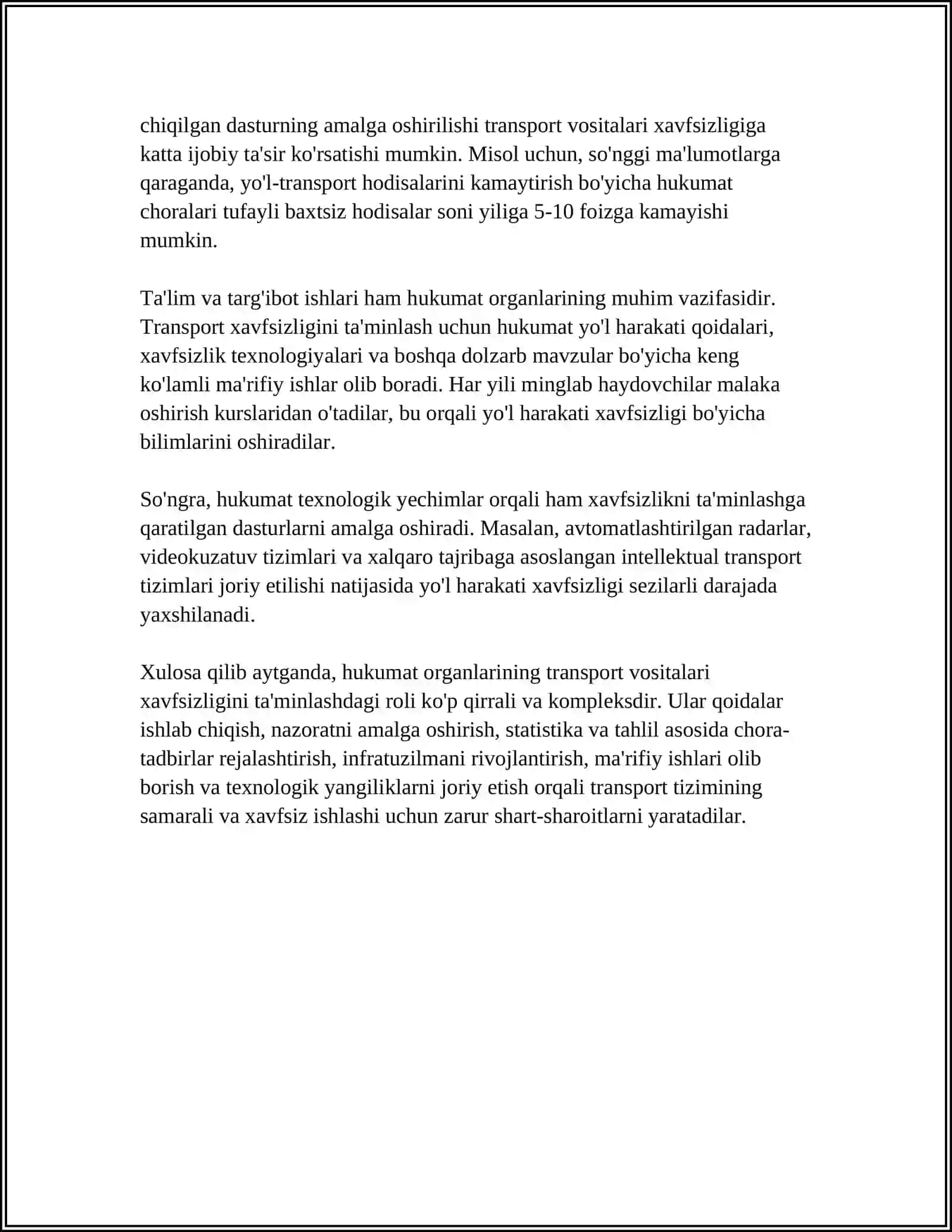 AVTOTRANSPORT VOSITALARI XAYDOVCHILARINING MALAKASINI OSHIRISH BOʻYICHA HUKUMAT ORGANLARI VAKOLATI 4