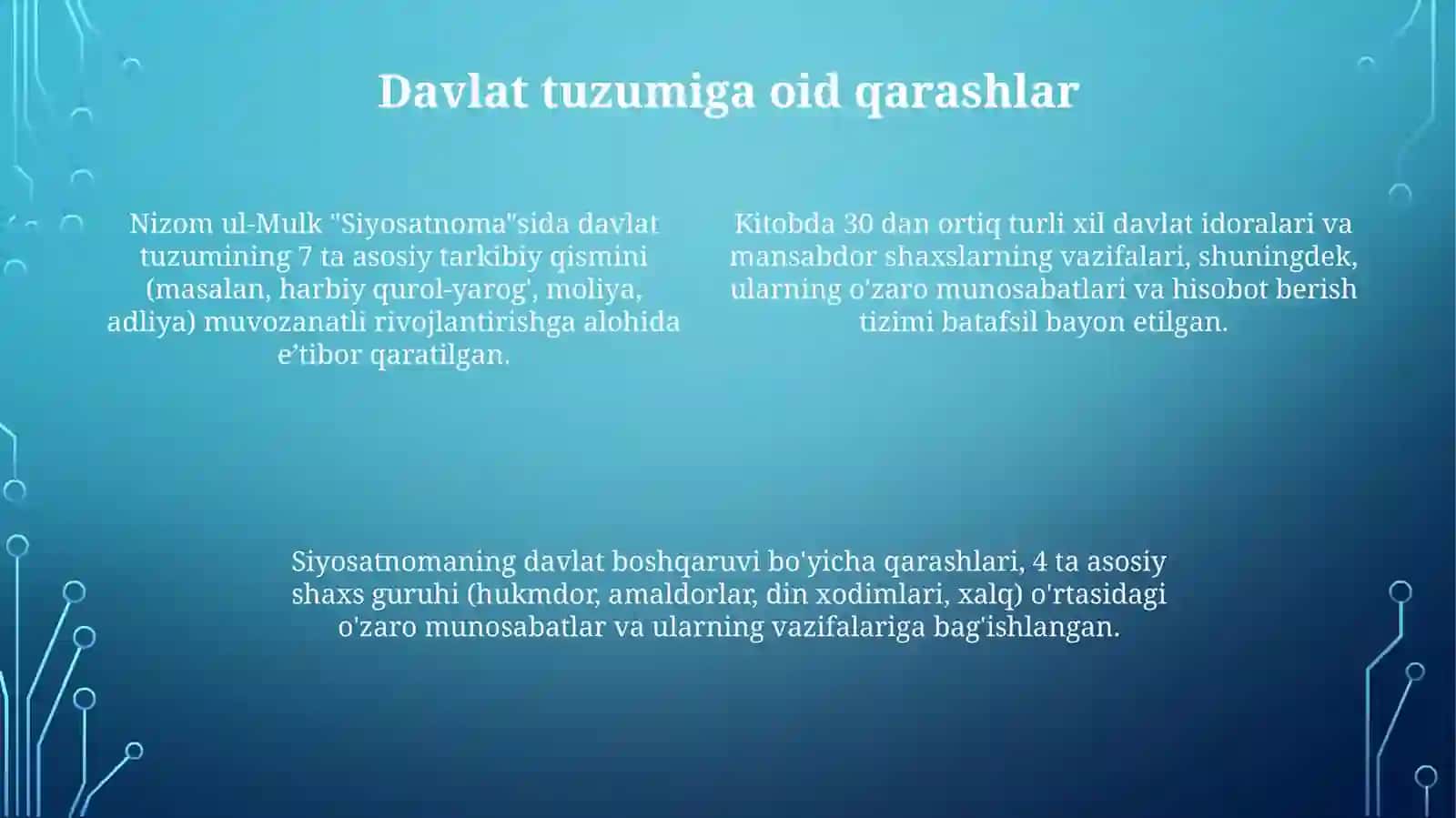 Nizom ul-Mulkning Siyosatnomasidagi Jamiyatni Boshqarish G'oyalari 4
