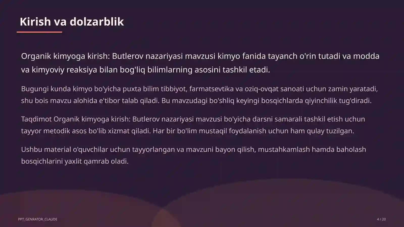 Organik kimyoga kirish: Butlerov nazariyasi (10-sinf) 4