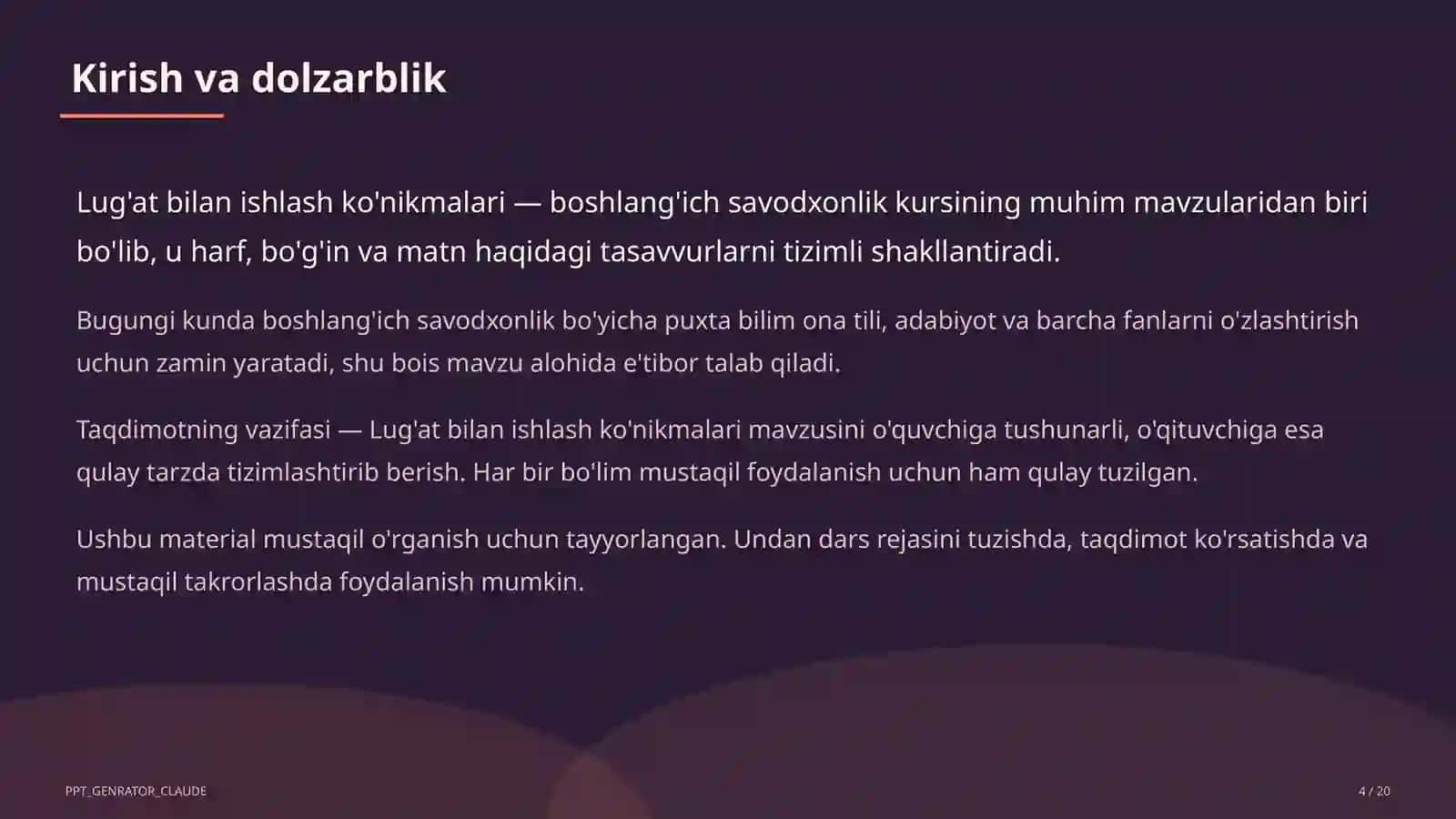 Lug'at bilan ishlash ko'nikmalari (4-sinf) 4