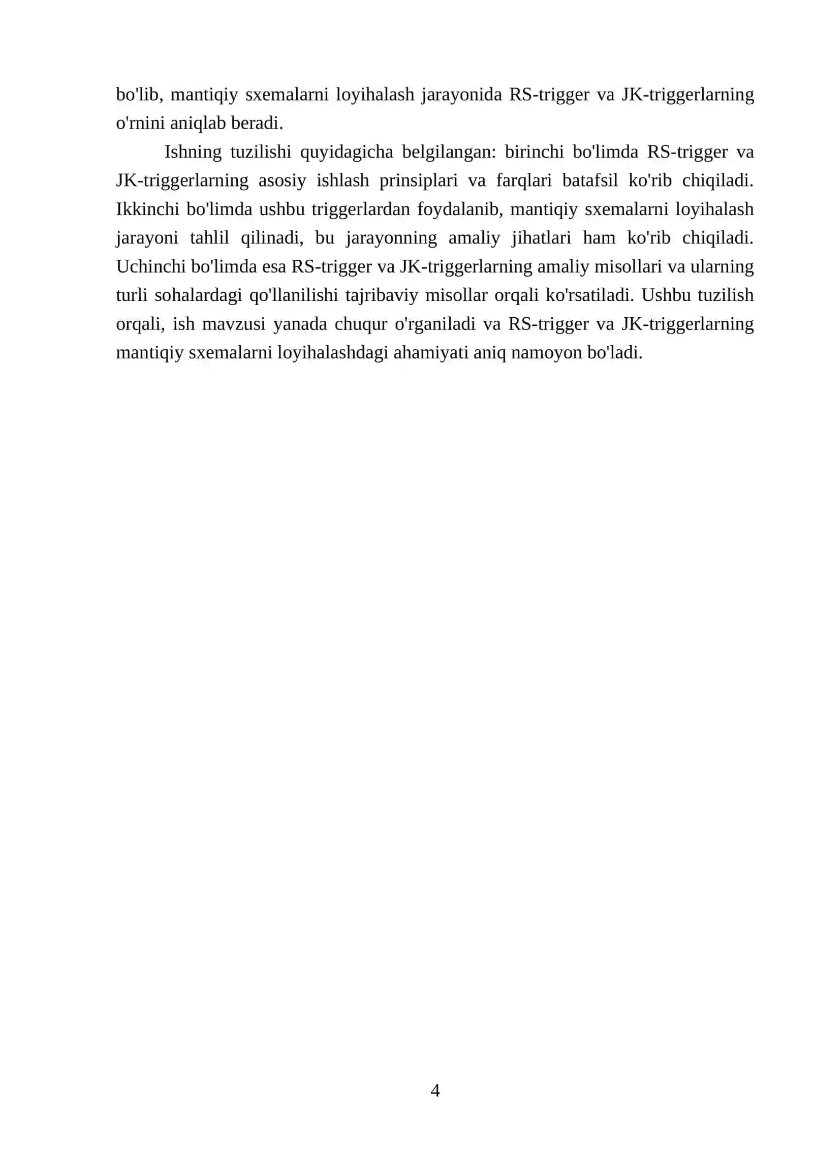 RS-trigger va JK triggerlar asosida mantiqiy sxemalarni loyihalash 4