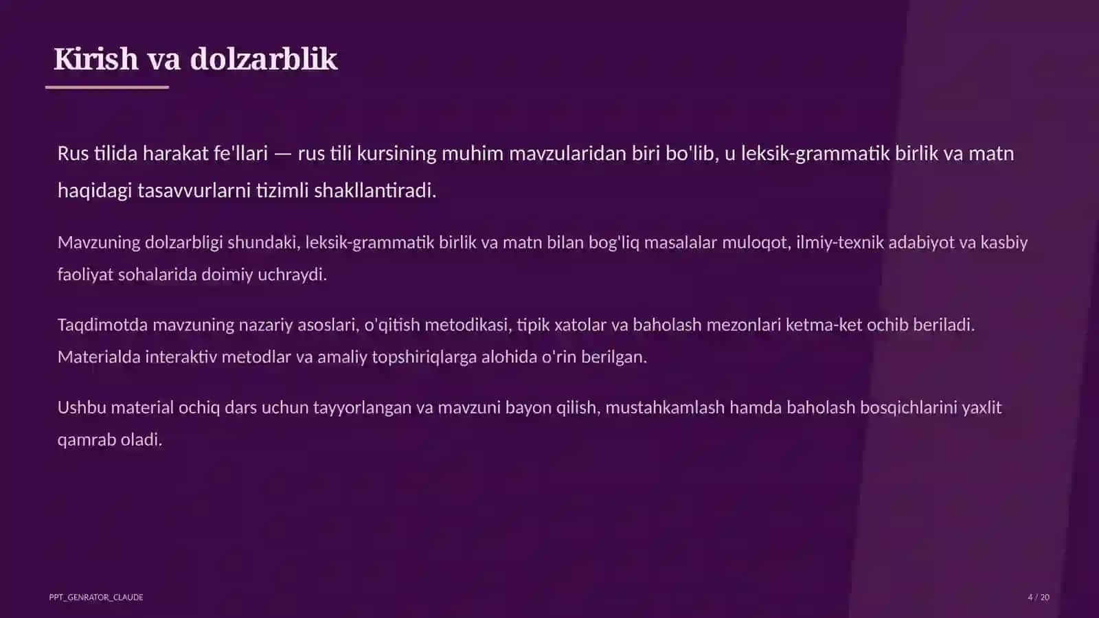Rus tilida harakat fe'llari (6-sinf) 4