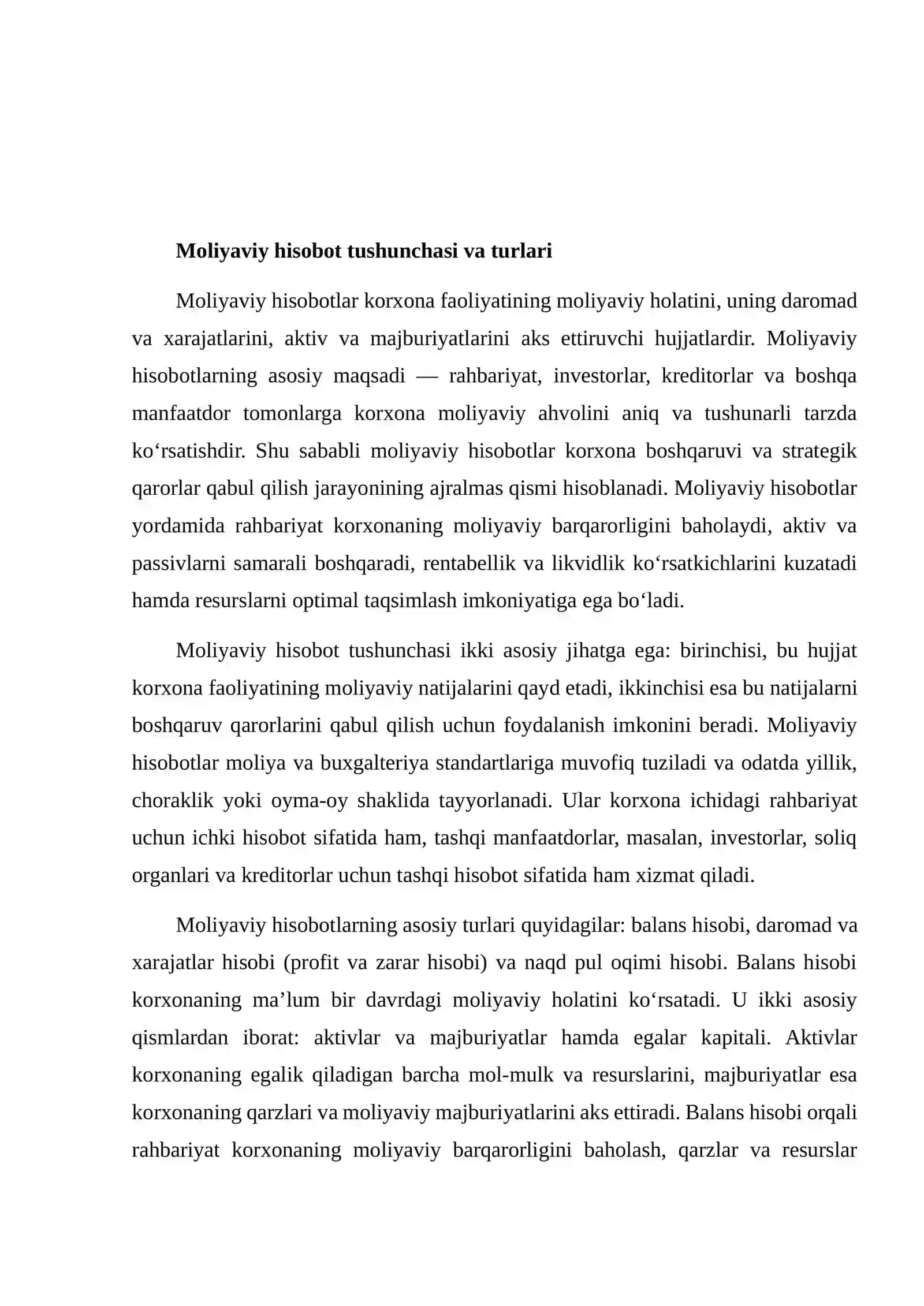 MOLIYAVIY HISOBOT ASOSIDA BOSHQARUV QARORLARINI QABUL QILISH 4