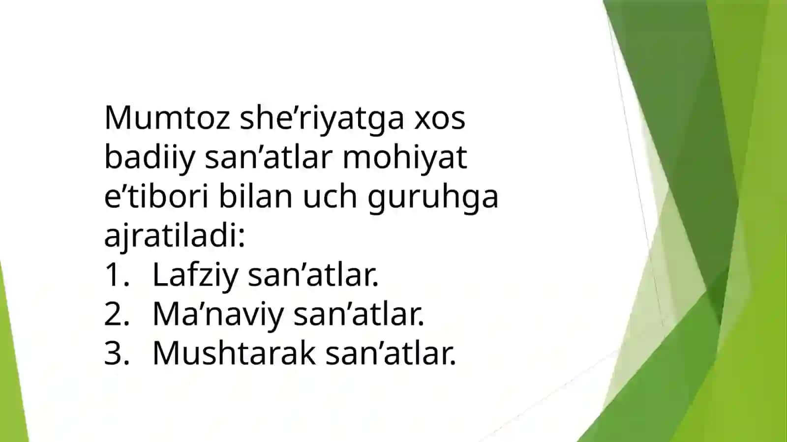 ARUZ VAZNIGA ASOSLANUVCHI BADIIY SAN’ATLAR TASNIFI 4