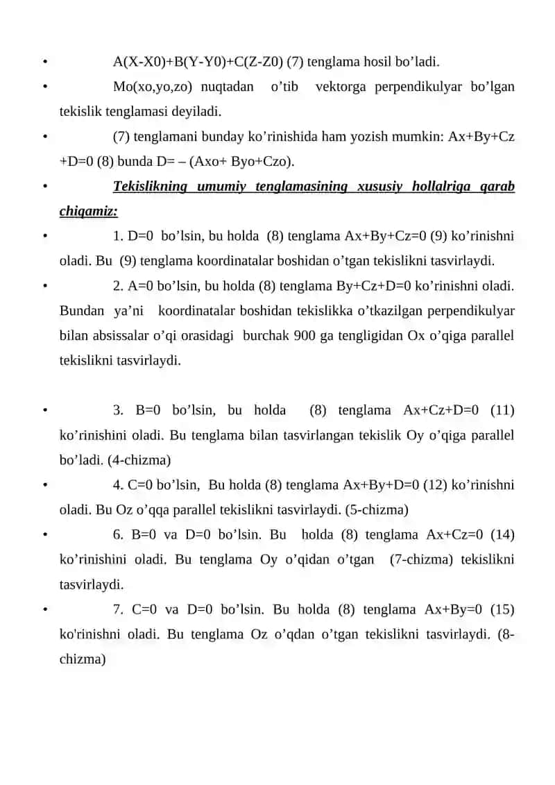 Fazoda to‘g‘ri chiziq tenglamalari. Fazoda to‘g‘ri chiziq va tekisliklarga doir asosiy masalalar 4
