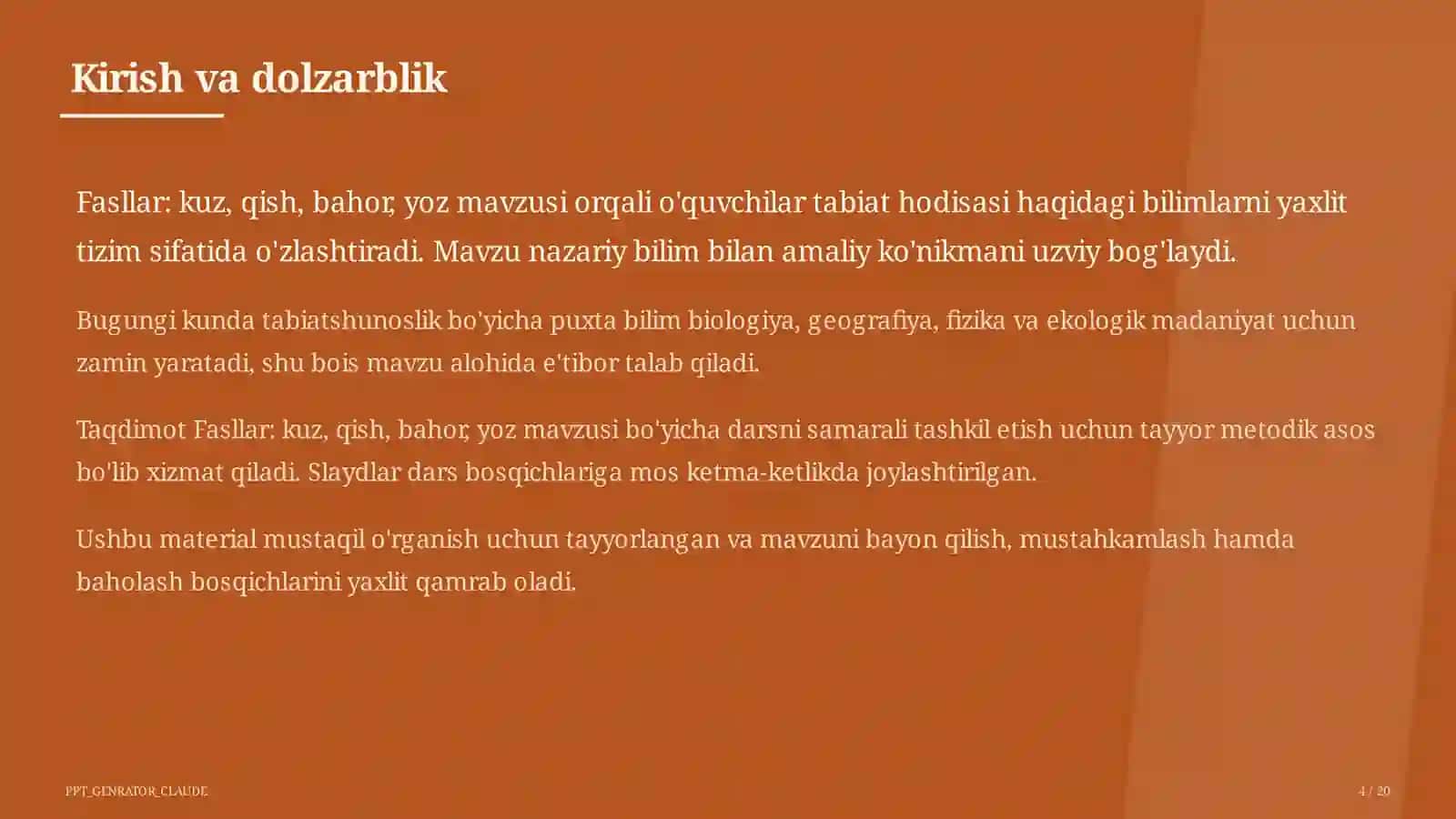 Tabiatshunoslik darsi 4