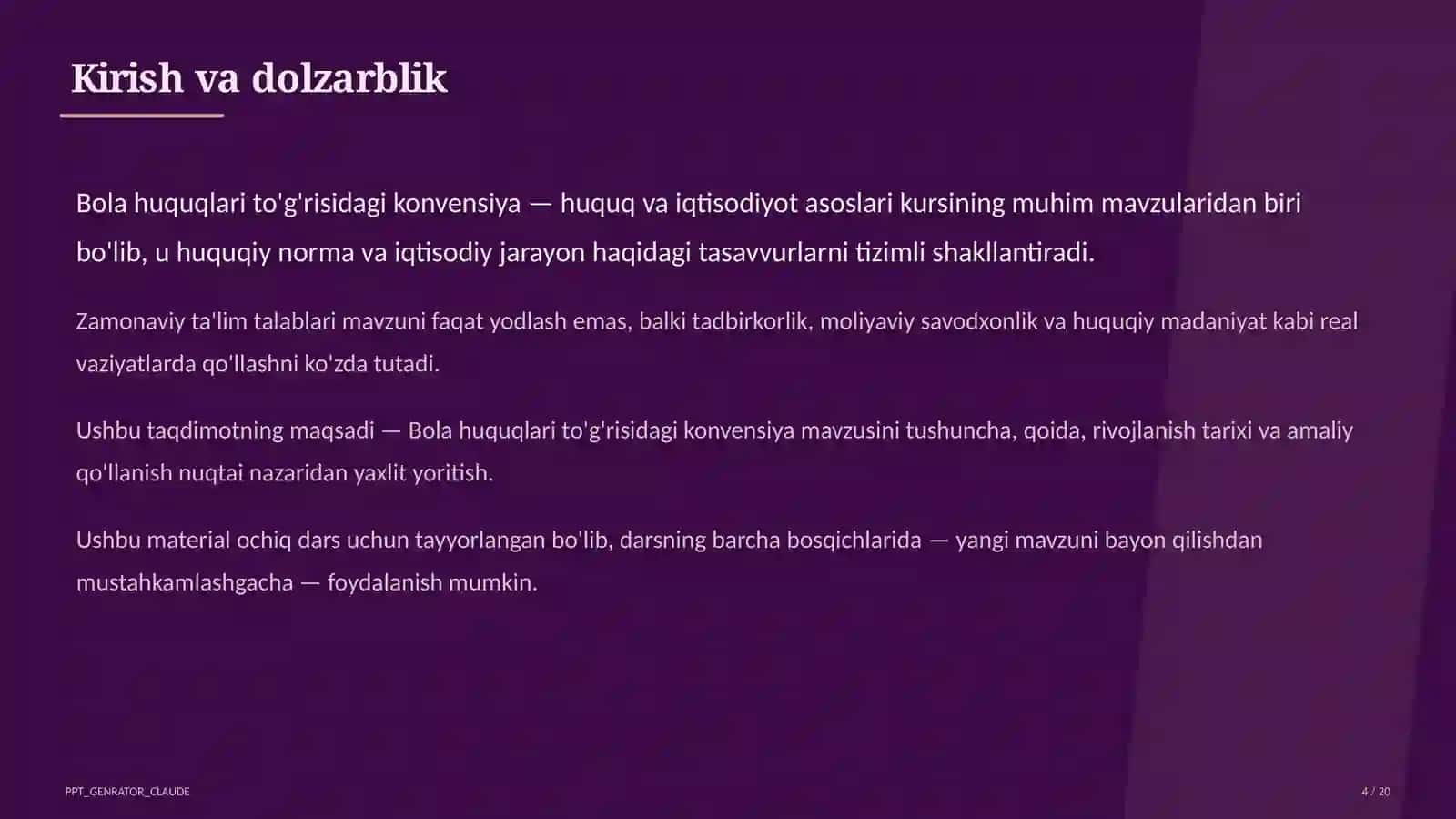Bola huquqlari to'g'risidagi konvensiya (9-sinf) 4