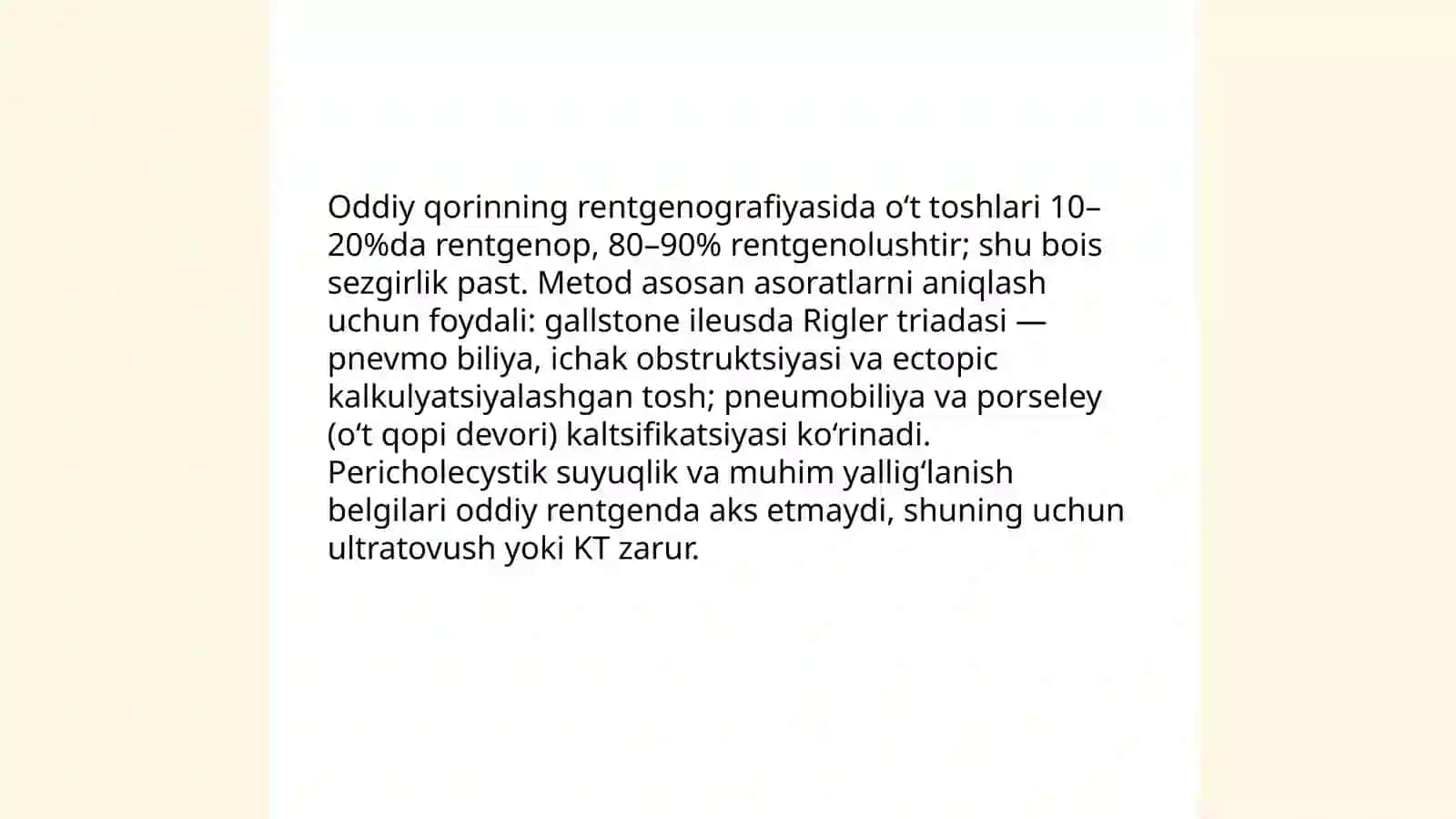 O‘t qopi, o‘t yo‘llari va oshqozon osti bezi nur tekshiruvi usullari 4