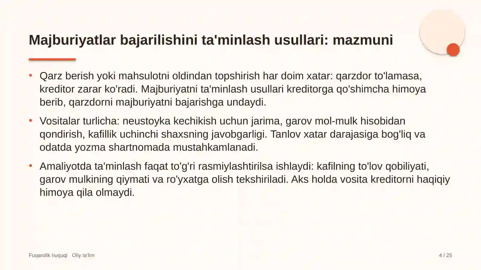 Ekstremal turizmda majburiyatlar bajarilishini ta'minlash usullari 4