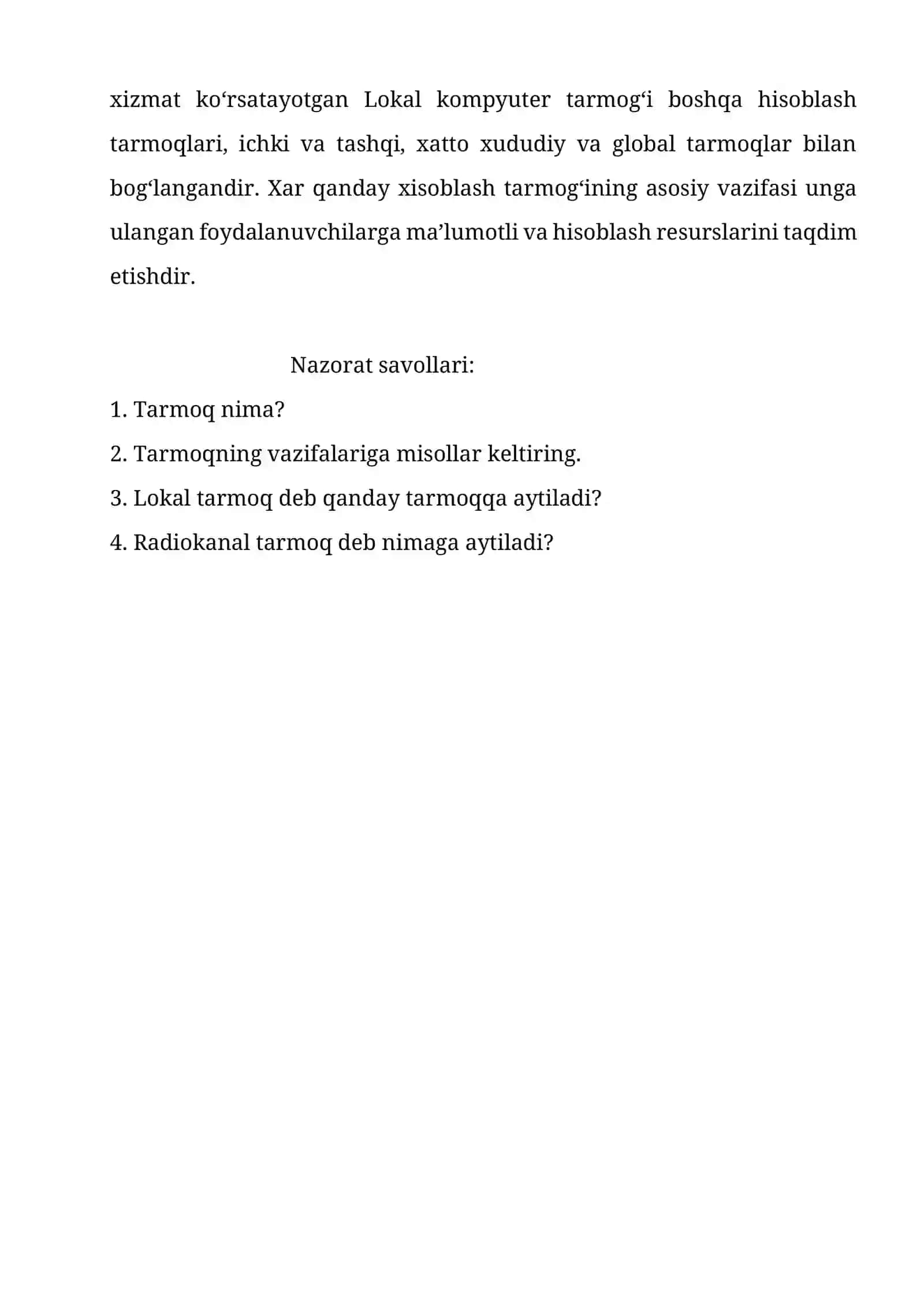 Lokal va global tarmoqlar 4