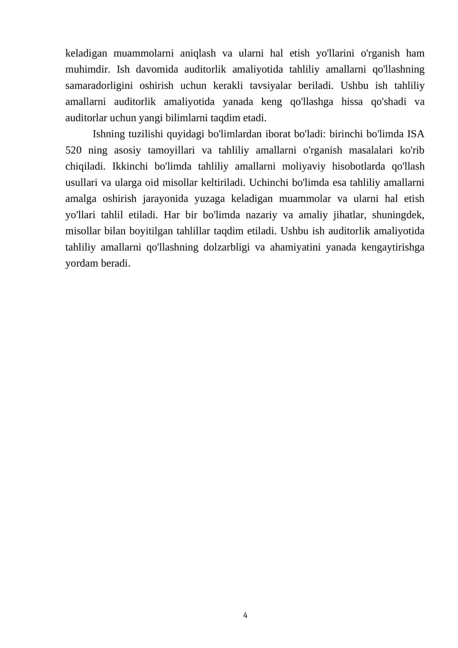 Tahliliy amallar: ISA 520 "Analytical Procedures" talablari va amaliy qoʻllanishi 4