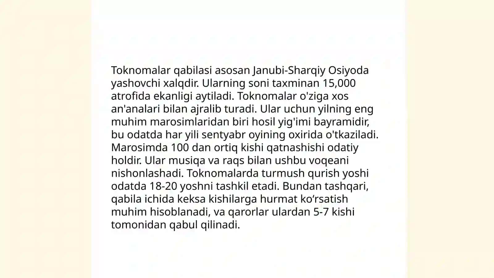 Toknomalar qabilasi 4